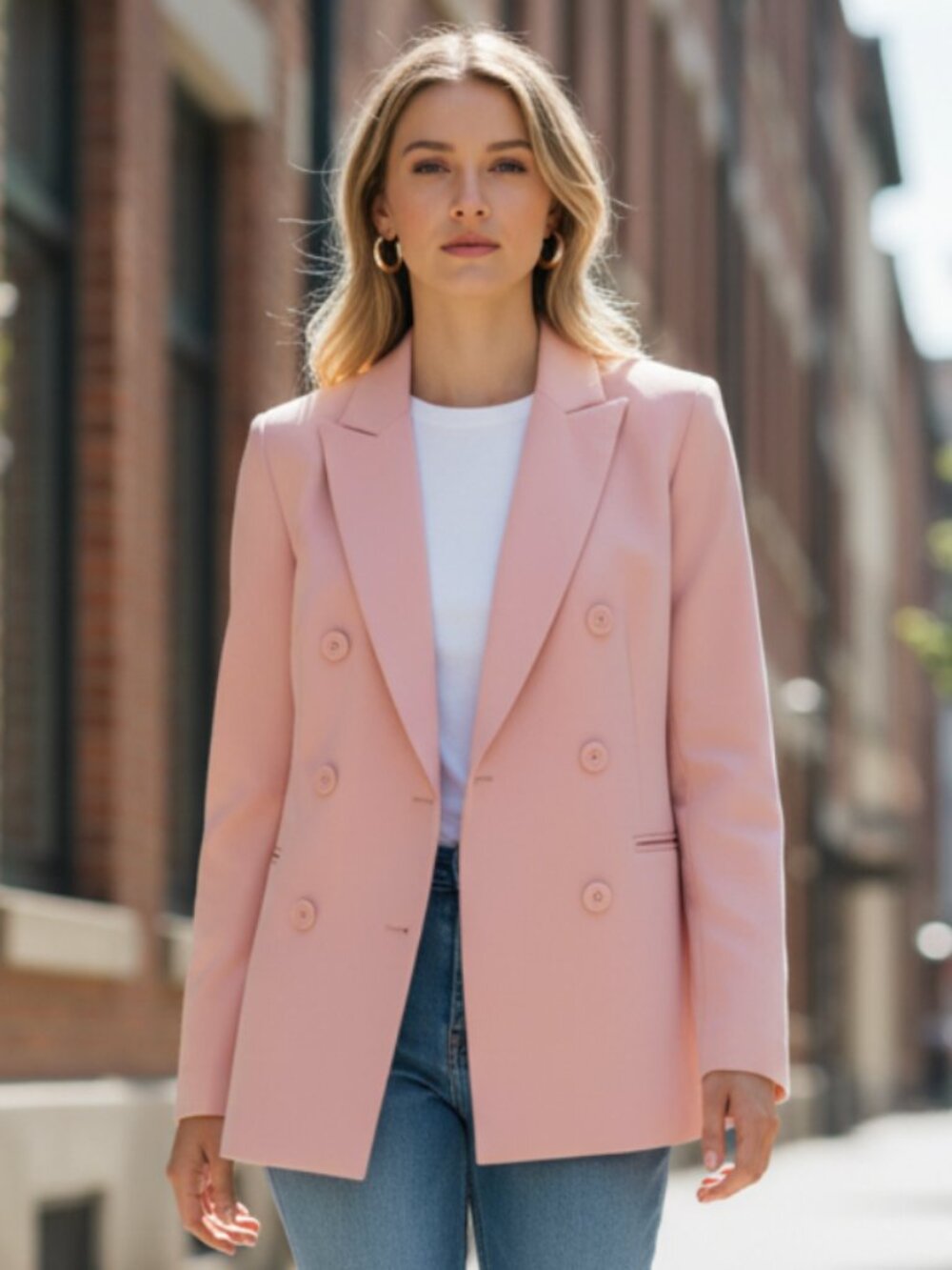 NWOT $179 White House Black Market Double-Breasted Blazer SZ-6 In Bisou